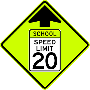 School speed limit ahead