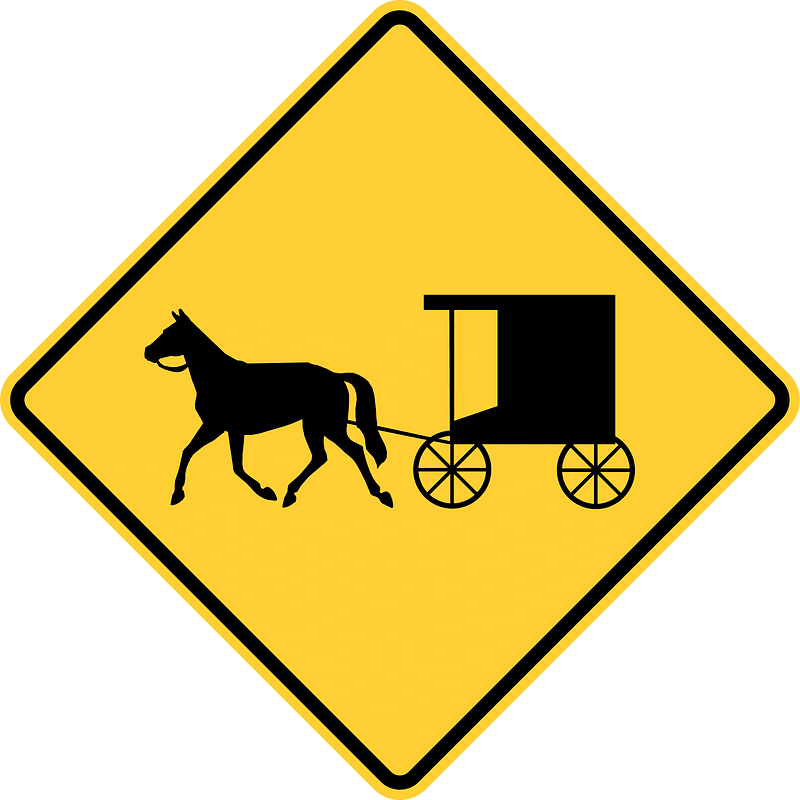 Horse-drawn vehicle ahead