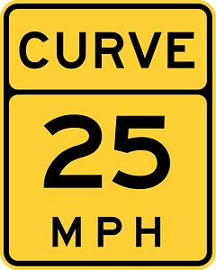 Curve speed advisory, replaced by MUTCD W13-1