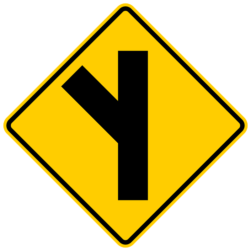 Side road at an acute angle