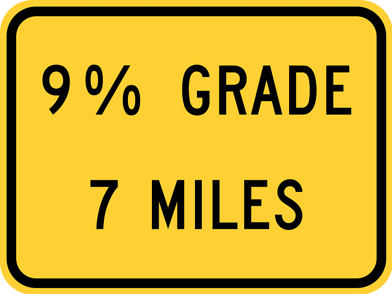 X% grade (distance) miles (plaque)