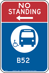No standing, bus stop with bus route, New York City