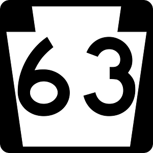 Two-digit state highway shield uses a keystone, Pennsylvania