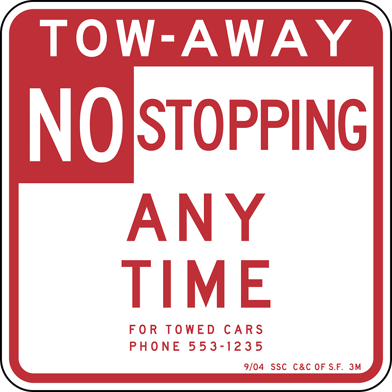 No stopping anytime tow away, San Francisco