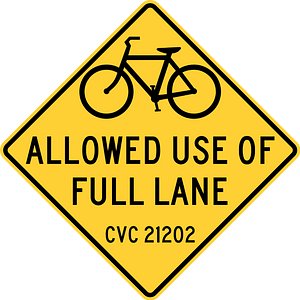 Bicycle May Use Full Lane on the roadway, San Francisco