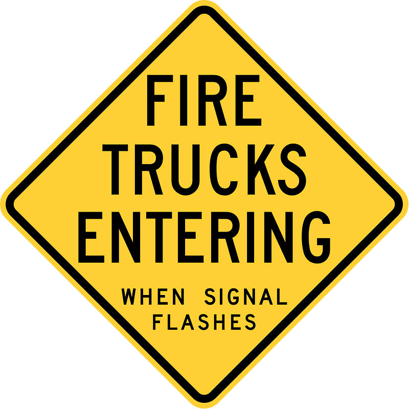 Fire trucks entering when signal flashes, Wisconsin