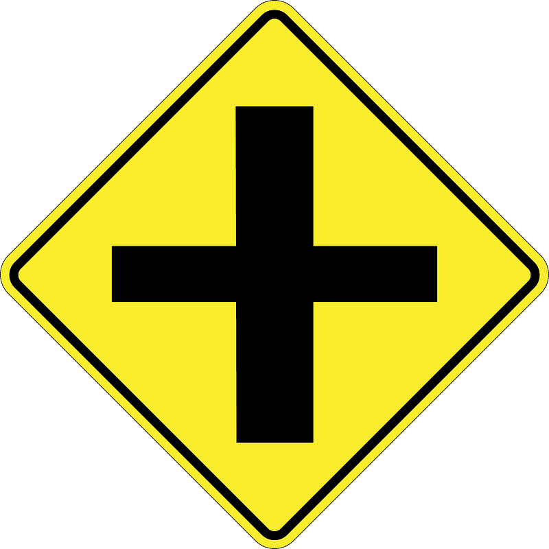 Crossroads ahead sign in Argentina