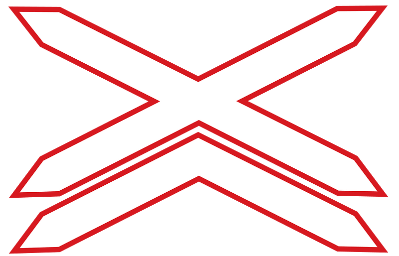 Level crossing (multiple tracks) sign in Argentina