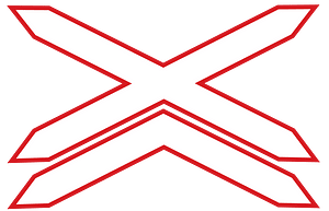 Level crossing (multiple tracks) sign in Argentina