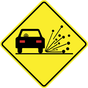 Loose road surface sign in Argentina