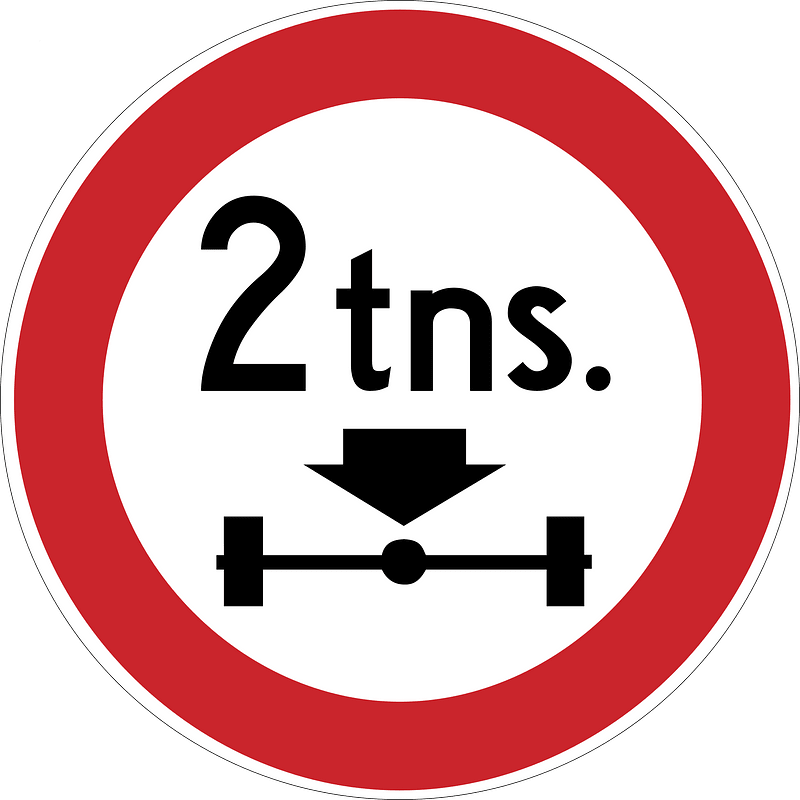Maximum weight per axle sign in Argentina