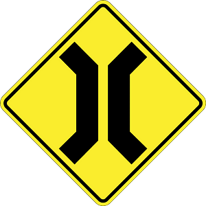 Narrow bridge ahead sign in Argentina