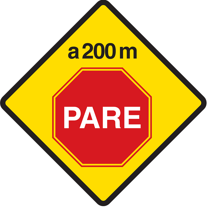 Stop sign ahead sign in Argentina