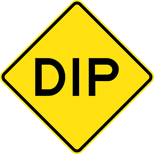 Dip in road sign in Australia