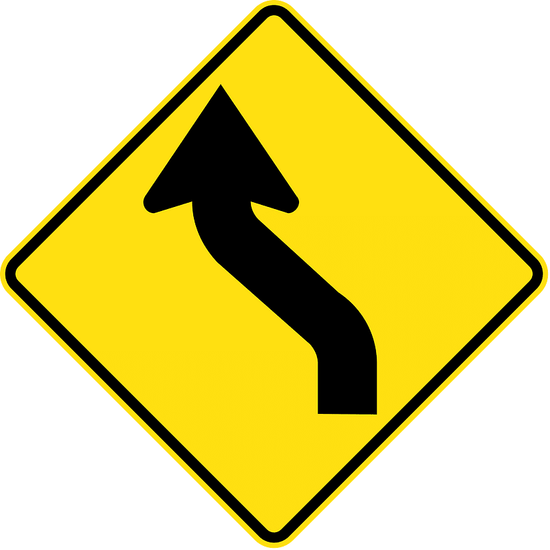 Double gentle curve ahead sign in Australia