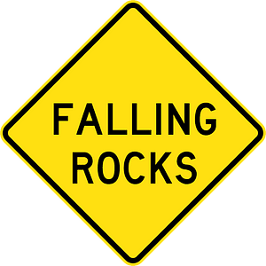 Falling rocks or debris sign in Australia