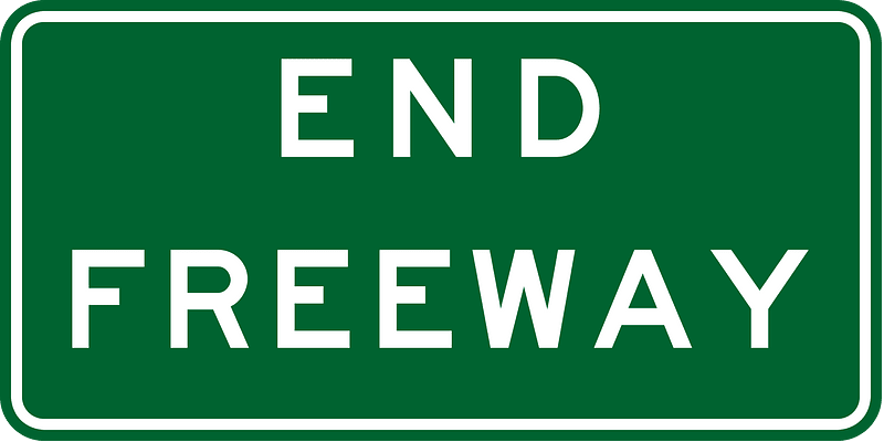 Freeway ends sign in Australia