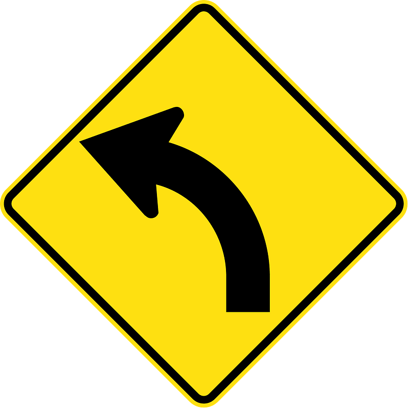 Gentle curve ahead sign in Australia