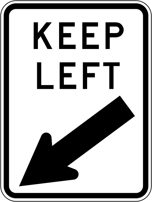 Keep right (or left) sign in Australia