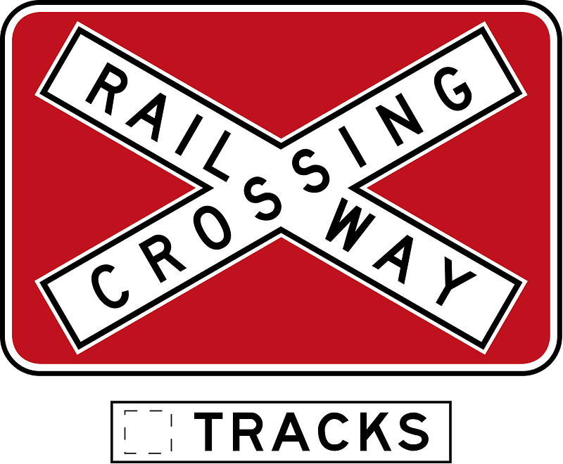 Level crossing (multiple tracks) sign in Australia