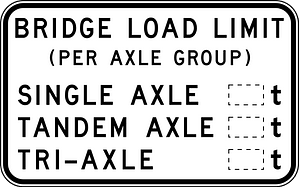 Maximum weight per axle sign in Australia