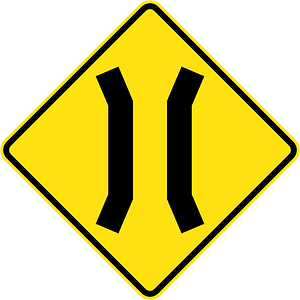 Narrow bridge ahead sign in Australia