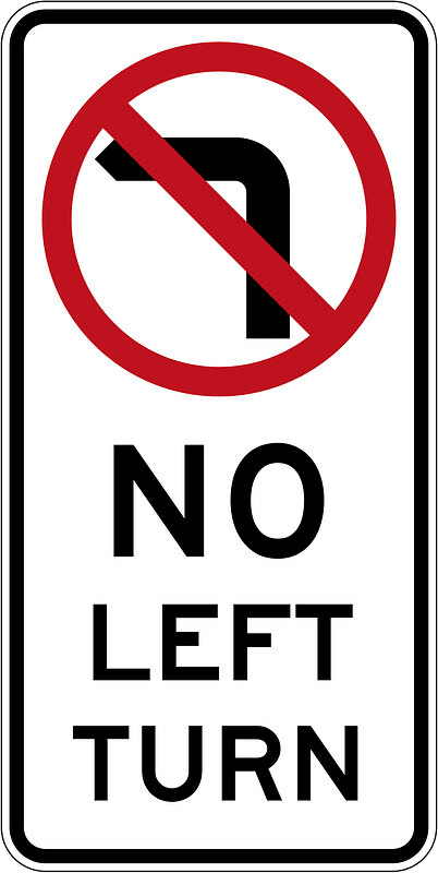 No left turn sign in Australia
