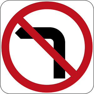 No left turn sign in Australia