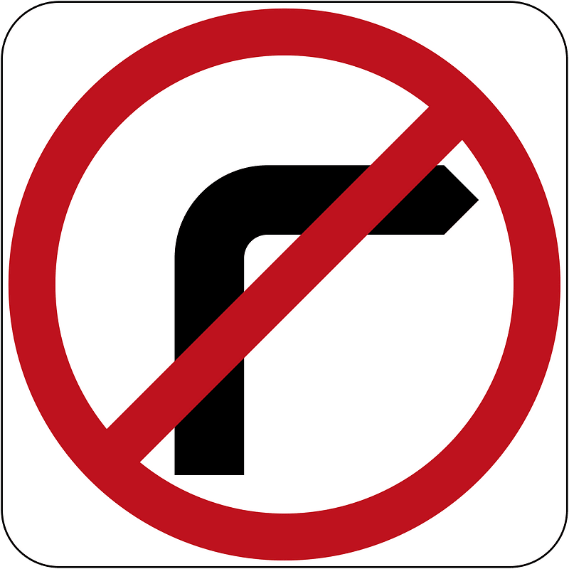 No right turn sign in Australia