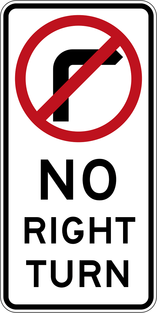 No right turn sign in Australia