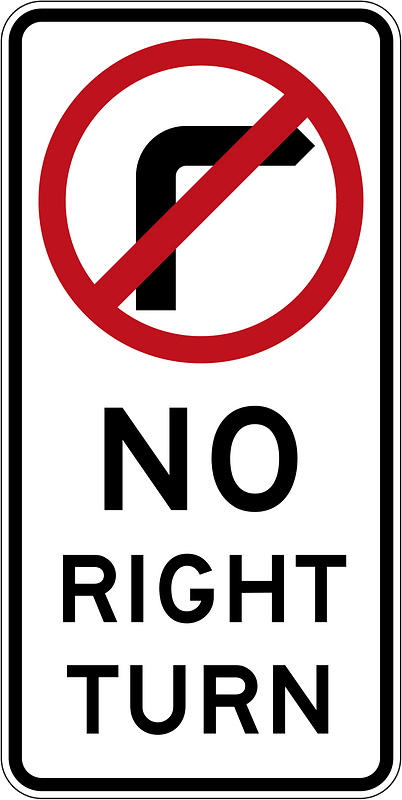 No right turn sign in Australia