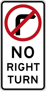 No right turn sign in Australia