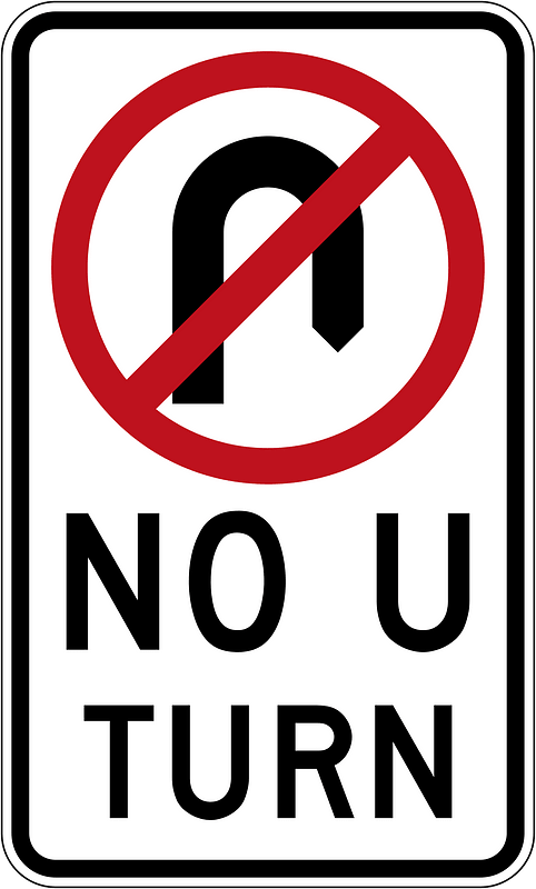 No U-turn sign in Australia