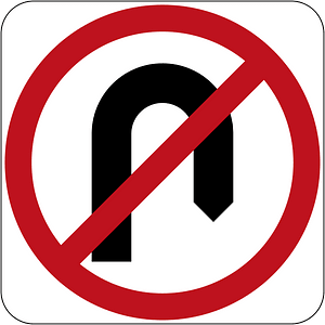 No U-turn sign in Australia