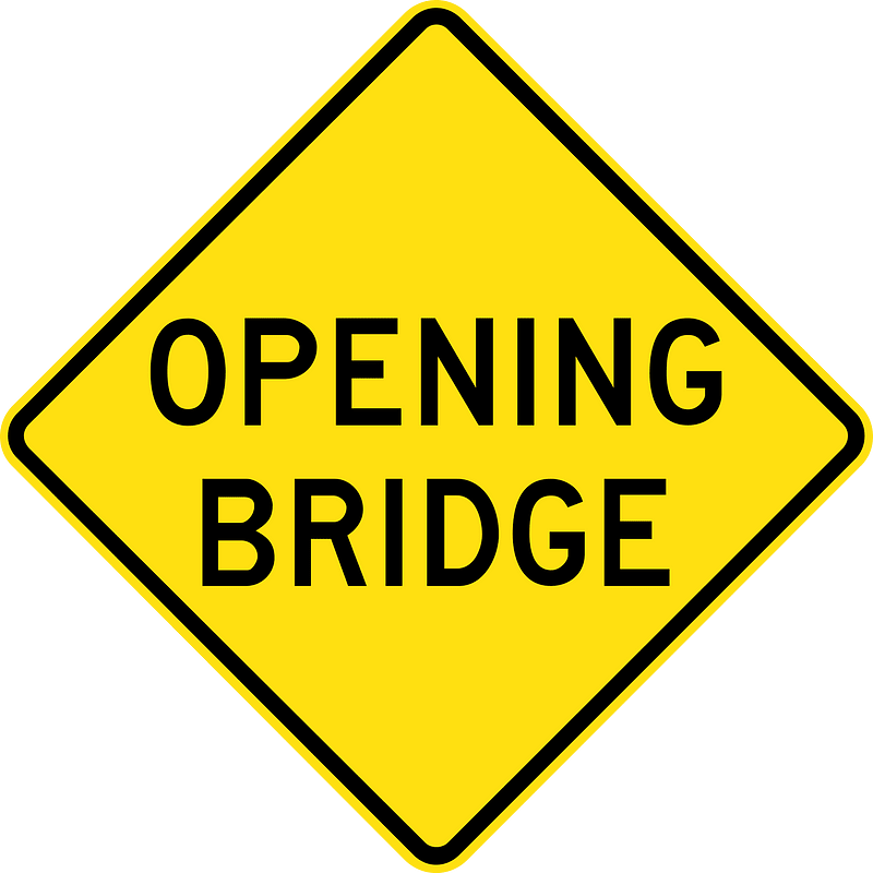 Opening or swing bridge sign in Australia