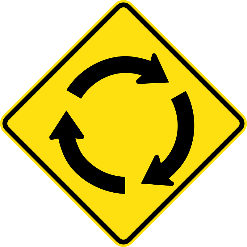 Roundabout ahead sign in Australia