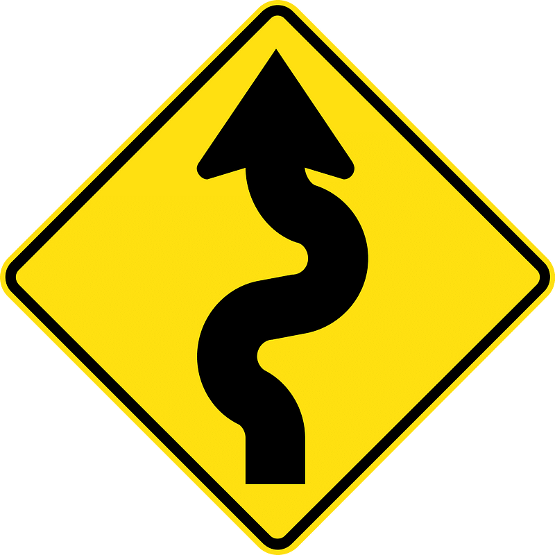 Series of curves ahead sign in Australia