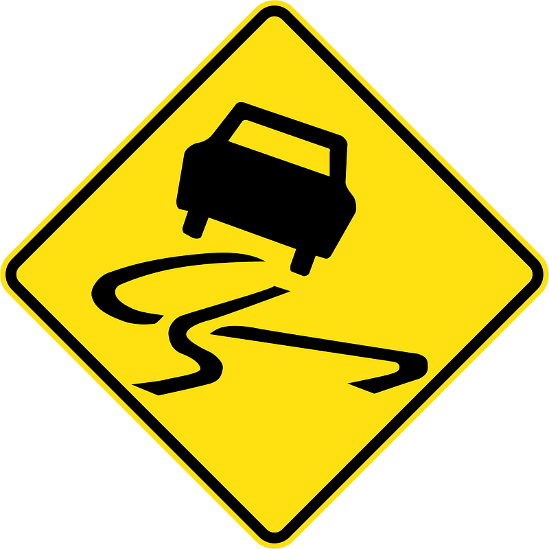 Slippery road surface sign in Australia
