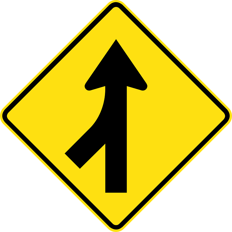 Traffic merges ahead sign in Australia