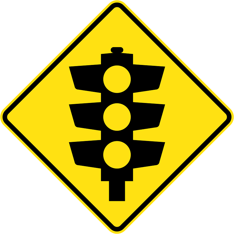Traffic signals ahead sign in Australia