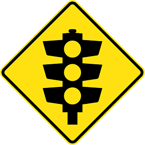 Traffic signals ahead sign in Australia