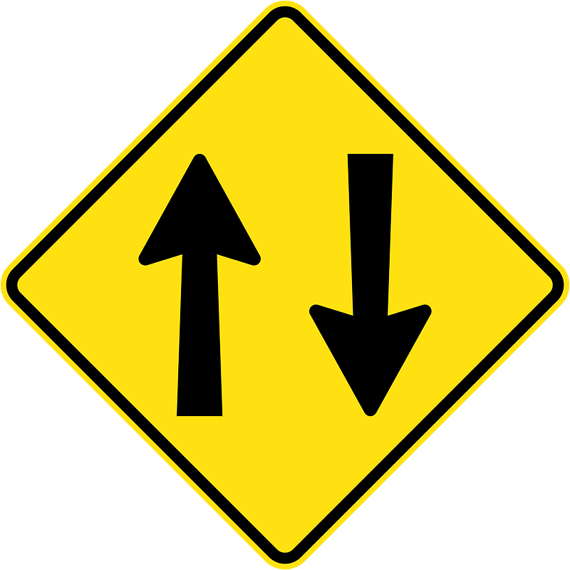 Two-way traffic ahead sign in Australia