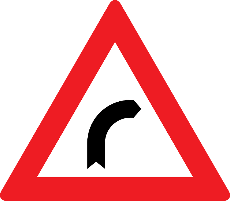 Bend ahead sign in Austria