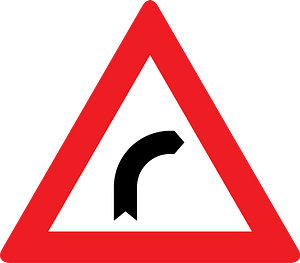 Bend ahead sign in Austria
