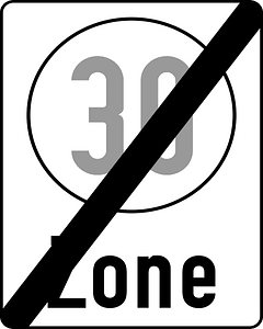 End of speed limit zone sign in Austria