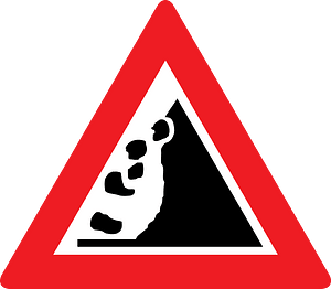 Falling rocks or debris sign in Austria