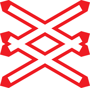 Level crossing (multiple tracks) sign in Austria