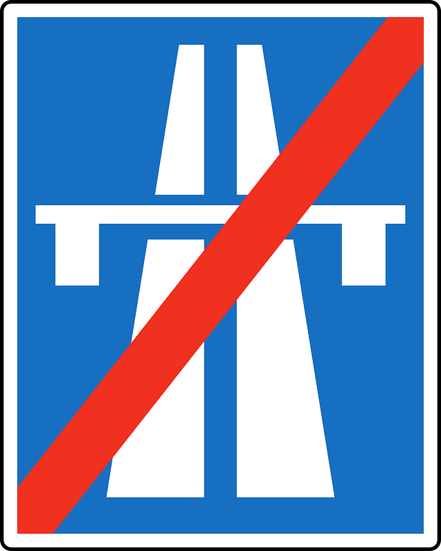 Motorway ends sign in Austria