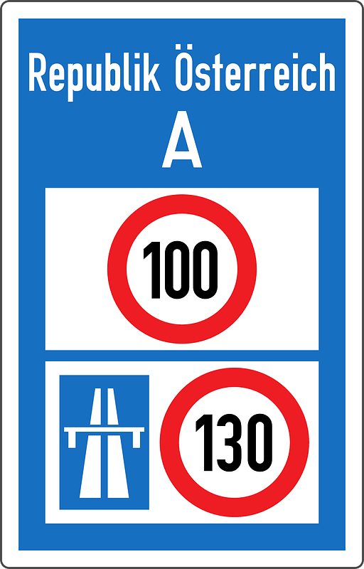 National speed limits sign in Austria