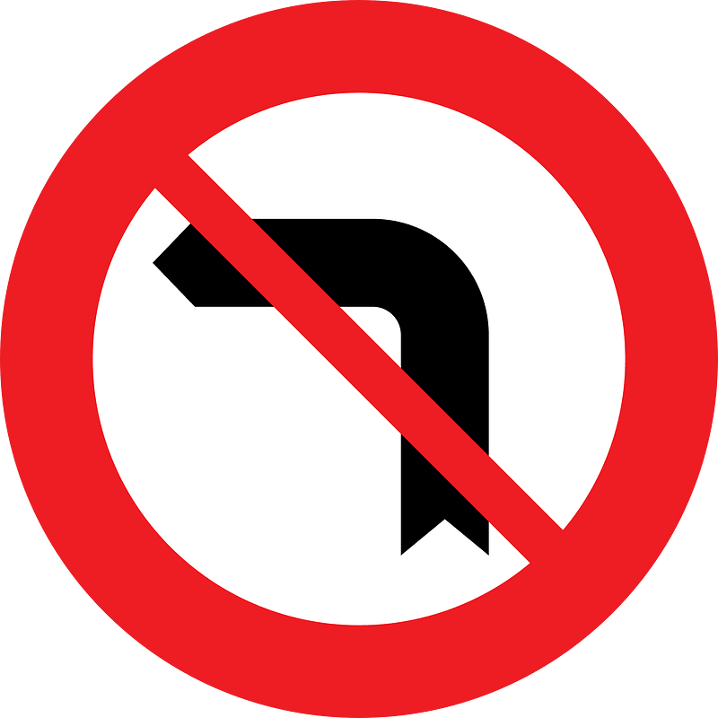 No left turn sign in Austria